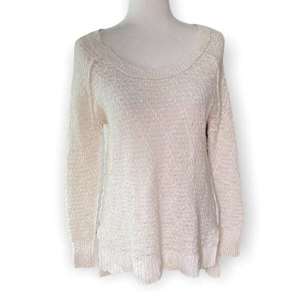 Free People Chunky Knit Neutral Pullover Sweater - Picture 1 of 14